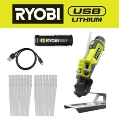 Ryobi USB Lithium Glue Pen Kit With 2.0 Ah USB Lithium Battery, Charging Cable, And Mini Size Glue Sticks (48-Piece) -Ryobi Store ryobi adhesives tape fvh56k a1932401 2 d4 1000