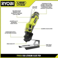 Ryobi USB Lithium Glue Pen Kit W/ USB Lithium Rotary Tool, Glue Pen, (3) 2.0 Ah USB Lithium Batteries, & (3) Charging Cables -Ryobi Store ryobi adhesives tape fvh56k fvm51k fvh56k 40 1000