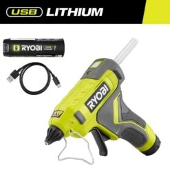 Ryobi USB Lithium Cordless Glue Gun Kit With 2.0 Ah Battery, Charging Cable, And Glue Sticks (3-Piece)