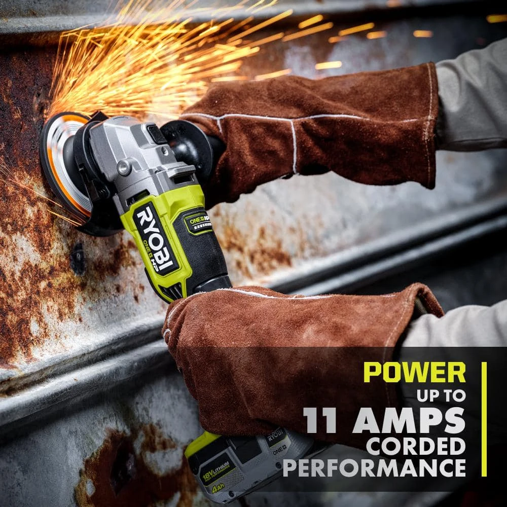 Ryobi ONE+ HP 18V Brushless Cordless Angle Grinder Kit With 4.0 Ah HIGH PERFORMANCE EDGE Battery And Charger 4 Ryobi ONE+ HP 18V Brushless Cordless Angle Grinder Kit With 4.0 Ah HIGH PERFORMANCE EDGE Battery And Charger - Image 4