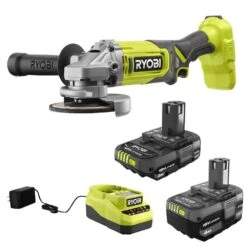 Ryobi ONE+ 18V Lithium-Ion Kit With 2.0 Ah And 4.0 Ah Batteries, Charger, And ONE+ 18V Cordless 4-1/2 In. Angle Grinder