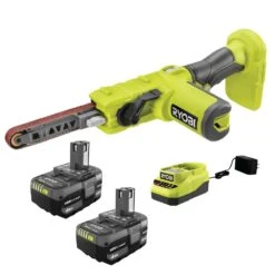 Ryobi ONE+ 18V Lithium-Ion 4.0 Ah Compact Battery (2-Pack) And Charger Kit With 1/2 In. X 18 In. Belt Sander