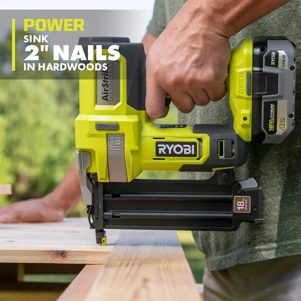 Ryobi ONE+ 18V Cordless 18-Gauge Brad Nailer With 16-Gauge Straight Finish Nailer, 2.0 Ah Battery, And Charger 4 Ryobi ONE+ 18V Cordless 18-Gauge Brad Nailer With 16-Gauge Straight Finish Nailer, 2.0 Ah Battery, And Charger - Image 4