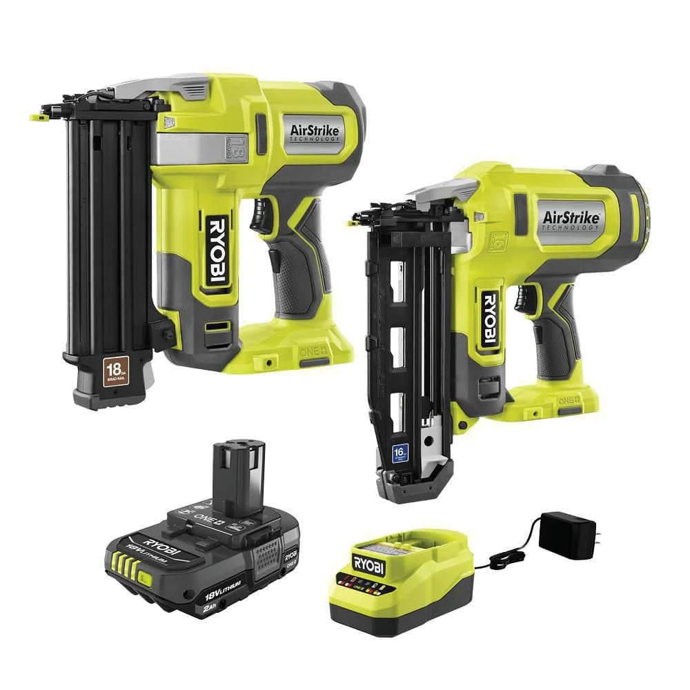 Ryobi ONE+ 18V Cordless 18-Gauge Brad Nailer With 16-Gauge Straight Finish Nailer, 2.0 Ah Battery, And Charger 14 Ryobi ONE+ 18V Cordless 18-Gauge Brad Nailer With 16-Gauge Straight Finish Nailer, 2.0 Ah Battery, And Charger - Image 14
