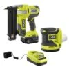 Ryobi ONE+ 18V 18-Gauge Cordless AirStrike Brad Nailer With Cordless 5 In. Random Orbit Sander, 4.0 Ah Battery, Charger