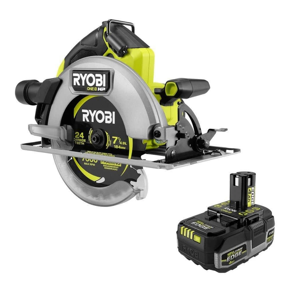 Ryobi ONE+ HP 18V Brushless Cordless 7-1/4 In. Circular Saw With 4.0 Ah HIGH PERFORMANCE EDGE Battery 1 Ryobi ONE+ HP 18V Brushless Cordless 7-1/4 In. Circular Saw With 4.0 Ah HIGH PERFORMANCE EDGE Battery
