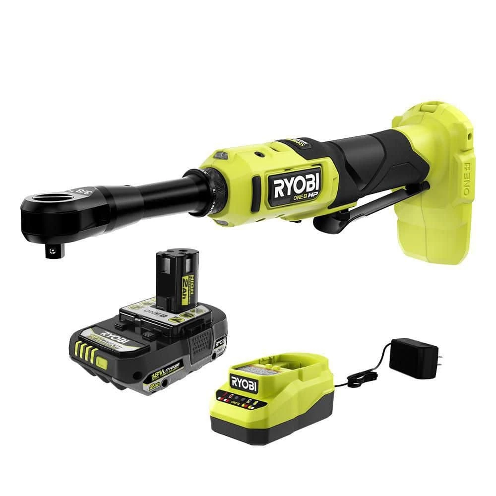 Ryobi ONE+ 18V Brushless Cordless 3/8 In. Extended Reach Ratchet With (1) 2.0 Ah Battery And Charger 1 Ryobi ONE+ 18V Brushless Cordless 3/8 In. Extended Reach Ratchet With (1) 2.0 Ah Battery And Charger