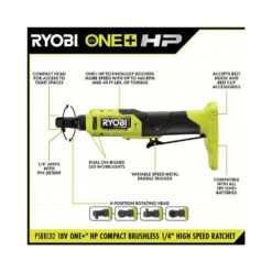 Ryobi ONE+ 18V HP Brushless Cordless 1/4 In. High Speed Ratchet Kit With 2.0 Ah Battery And Charger -Ryobi Store ryobi cordless ratchets psbrc02k1 40 1000