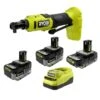 Ryobi ONE+ HP 18V Brushless Cordless Compact 3/8 In. Ratchet Kit With (1) 2.0 Ah Battery, (2) 4.0 Ah Batteries, And Charger