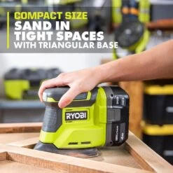 Ryobi ONE+ 18V Cordless Corner Cat Finish Sander With ONE+ 18V 2.0 Ah Lithium-Ion Battery -Ryobi Store ryobi detail sanders pcl416b pbp006 a0 1000