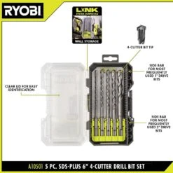 Ryobi 4 Cutter SDS + Drilling Set (5 Pc.) 16 Ryobi 4 Cutter SDS + Drilling Set (5 Pc.) -Ryobi Store ryobi drill attachments a10501 e1 1000