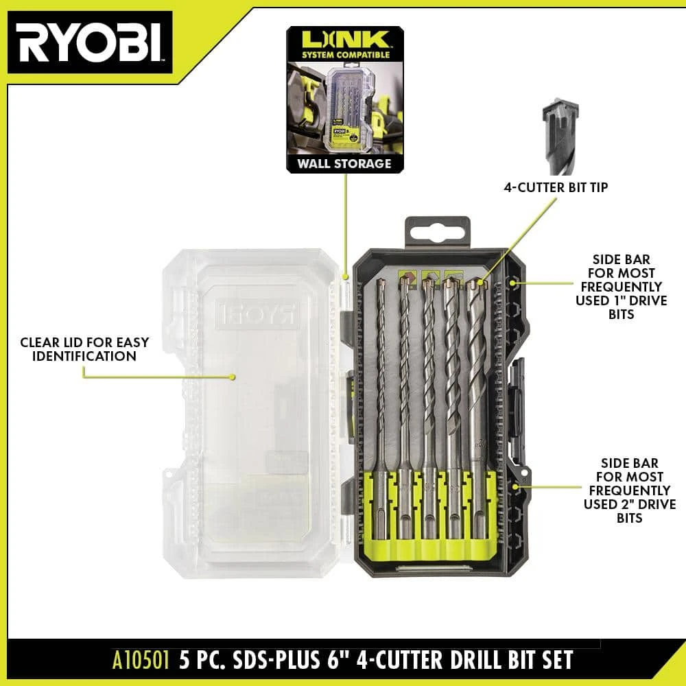 Ryobi 4 Cutter SDS + Drilling Set (5 Pc.) 2 Ryobi 4 Cutter SDS + Drilling Set (5 Pc.) - Image 2
