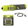 Ryobi 4V Cordless 1/4 In. Screwdriver With 2 In. Diamond Grit Driving Set (12-Piece)