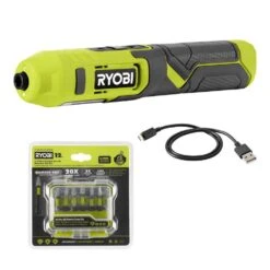 Ryobi 4V Cordless 1/4 In. Screwdriver With 2 In. Diamond Grit Driving Set (12-Piece)