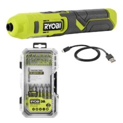 Ryobi 4V Cordless 1/4 In. Screwdriver With Impact Rated Driving Set (30-Piece)