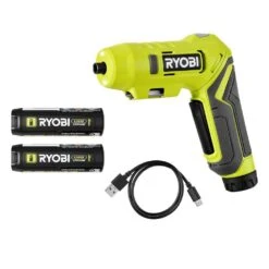 Ryobi USB Lithium Screwdriver Kit With 2.0 Ah USB Lithium Battery, Charging Cable, And Extra USB Lithium 3.0 Ah Battery