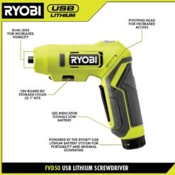 Ryobi USB Lithium Screwdriver Kit With 2.0 Ah USB Lithium Battery, Charging Cable, 3 Ah Battery, & USB Lithium 3-Port Charger -Ryobi Store ryobi electric screwdrivers fvd50k fvch01 fvb03 40 1000