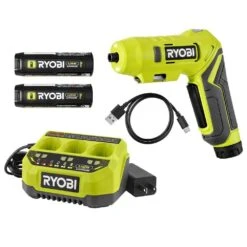 Ryobi USB Lithium Screwdriver Kit With 2.0 Ah USB Lithium Battery, Charging Cable, 3 Ah Battery, & USB Lithium 3-Port Charger