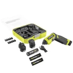 Ryobi USB Lithium Multi-Head Screwdriver With 2.0 Ah Battery And Charging Cable With USB Lithium 3.0 Ah Battery (2-Pack)