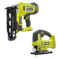 Ryobi ONE+ 18V 16-Gauge Cordless AirStrike Finish Nailer With Cordless Jig Saw (Tools Only) -Ryobi Store ryobi finishing nailers p326 pcl525b d4 1000