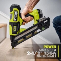 Ryobi ONE+ HP 18V Brushless Cordless 15-Gauge 34° Angled Finish Nailer (Tool Only) -Ryobi Store ryobi finishing nailers pbl375b 1d 1000