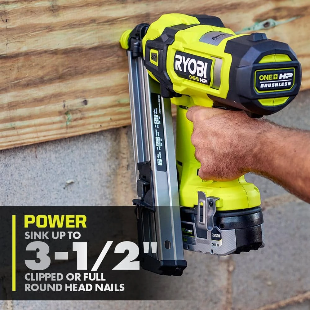 Ryobi ONE+ HP 18V Brushless Cordless 30° Framing Nailer Kit With 4.0 Ah HIGH PERFORMANCE Battery And Charger 5 Ryobi ONE+ HP 18V Brushless Cordless 30° Framing Nailer Kit With 4.0 Ah HIGH PERFORMANCE Battery And Charger - Image 5