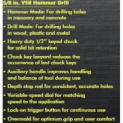 Ryobi 6.2 Amp Corded 5/8 In. Variable Speed Hammer Drill -Ryobi Store ryobi hammer drills d620h 1f 1000