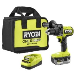 Ryobi ONE+ HP 18V Brushless Cordless 1/2 In. Hammer Drill Kit 4.0 Ah HIGH PERFORMANCE Battery, Charger, And Bag