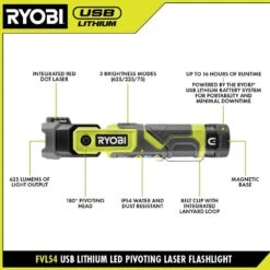 Ryobi USB Lithium Inspection Light And 500 Lumens LED USB Lithium Pivoting Flip Light Kit W/ (2) Batteries And Charging Cables -Ryobi Store ryobi handheld flashlights fvl54k fvl52k 40 1000