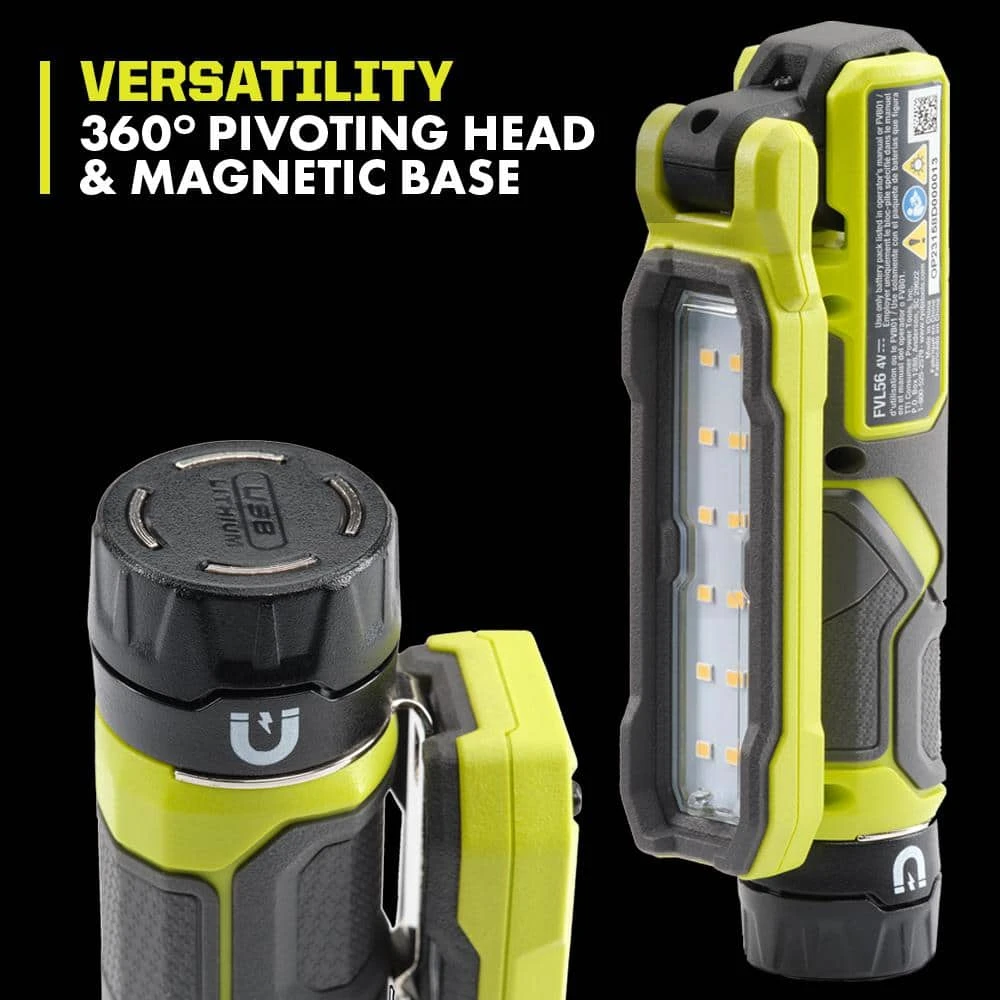 Ryobi USB Lithium Cordless Inspection Flashlight And Compact LED 3-Mode Flashlight Kit With (2) Batteries And Charging Cables 5 Ryobi USB Lithium Cordless Inspection Flashlight And Compact LED 3-Mode Flashlight Kit With (2) Batteries And Charging Cables - Image 5