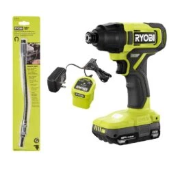 Ryobi ONE+ 18V Cordless 1/4 In. Impact Driver Kit With 1.5 Ah Battery, Charger, And 11 In. Flexible Shaft Bit Holder