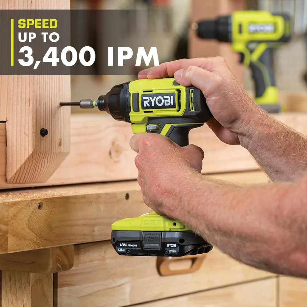 Ryobi ONE+ 18V Cordless 1/4 In. Impact Driver Kit With 1.5 Ah Battery, Charger, And Titanium Drill Bit Set (22-Piece) 6 Ryobi ONE+ 18V Cordless 1/4 In. Impact Driver Kit With 1.5 Ah Battery, Charger, And Titanium Drill Bit Set (22-Piece) - Image 6