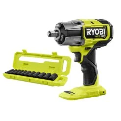 Ryobi ONE+ HP 18V Brushless Cordless 4-Mode 1/2 In. Impact Wrench (Tool Only) W/ 1/2 In. Metric Deep Impact Socket Set (11-PC)