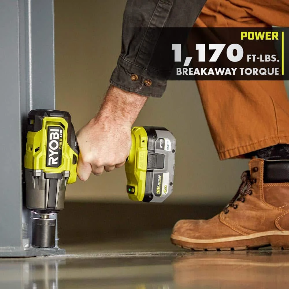 Ryobi ONE+ HP 18V Brushless Cordless 4-Mode 1/2 In. High Torque Impact Wrench Kit With (2) 4.0 Ah Batteries And Charger 6 Ryobi ONE+ HP 18V Brushless Cordless 4-Mode 1/2 In. High Torque Impact Wrench Kit With (2) 4.0 Ah Batteries And Charger - Image 6