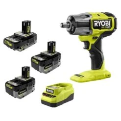 Ryobi ONE+ 18V Lithium-Ion 4.0 Ah Battery, 2.0 Ah Battery, And Charger Kit & ONE+ HP 18V Brushless 1/2 In. Impact Wrench