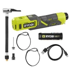Ryobi USB Lithium Cordless Bike And Ball Pump Inflator Kit With 2.0 Ah USB Lithium Battery And Charging Cable