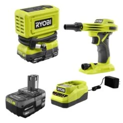 Ryobi ONE+ 18V Cordless High Pressure Inflator With High Volume Inflator, 4.0 And 2.0 Ah Batteries, And Charger