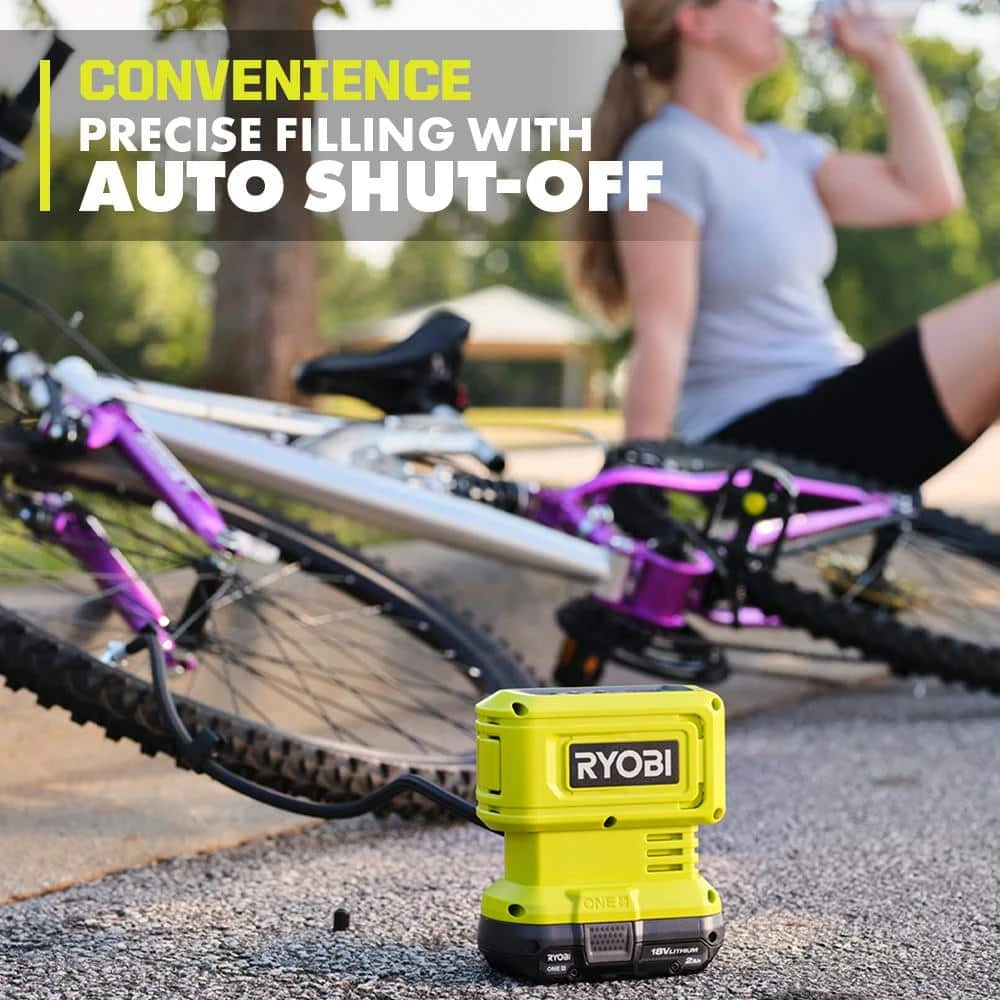 Ryobi ONE+ 18V Cordless High Pressure Inflator With High Volume Inflator, 4.0 And 2.0 Ah Batteries, And Charger 4 Ryobi ONE+ 18V Cordless High Pressure Inflator With High Volume Inflator, 4.0 And 2.0 Ah Batteries, And Charger - Image 4