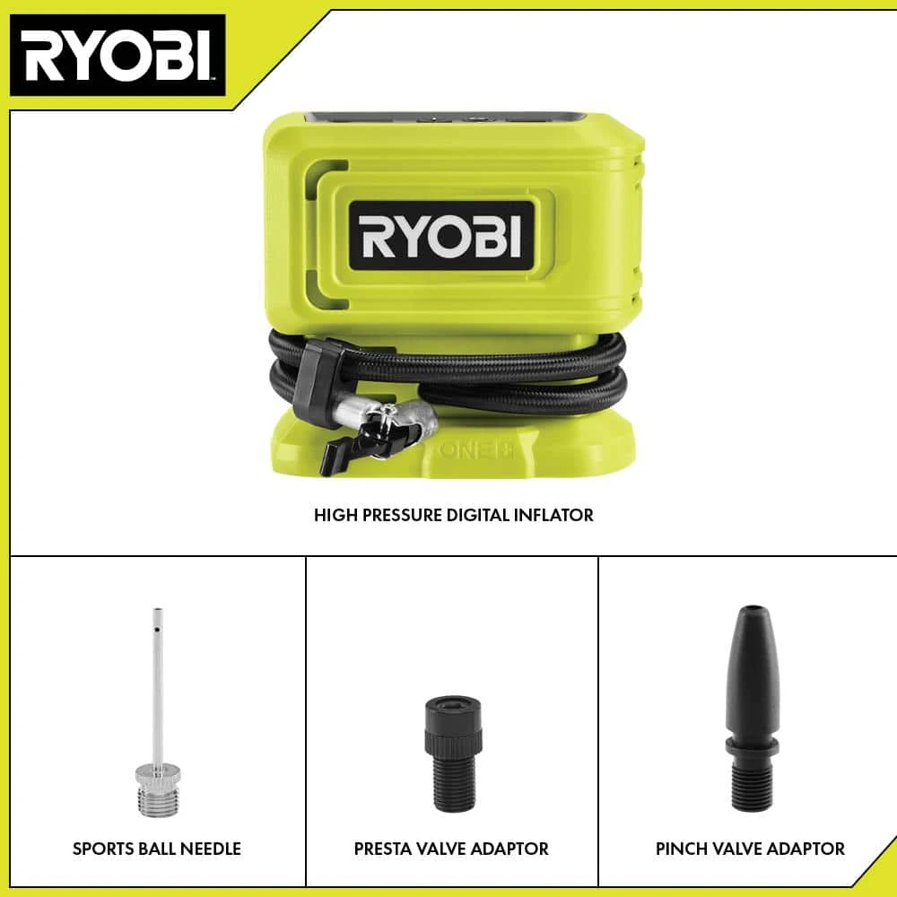Ryobi ONE+ 18V Cordless High Pressure Inflator With High Volume Inflator, 4.0 And 2.0 Ah Batteries, And Charger 2 Ryobi ONE+ 18V Cordless High Pressure Inflator With High Volume Inflator, 4.0 And 2.0 Ah Batteries, And Charger - Image 2