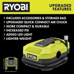 Ryobi ONE+ 18V Dual Function Inflator Kit With 2.0Ah Battery And Charger -Ryobi Store ryobi inflators pcl031k1 d4 1000