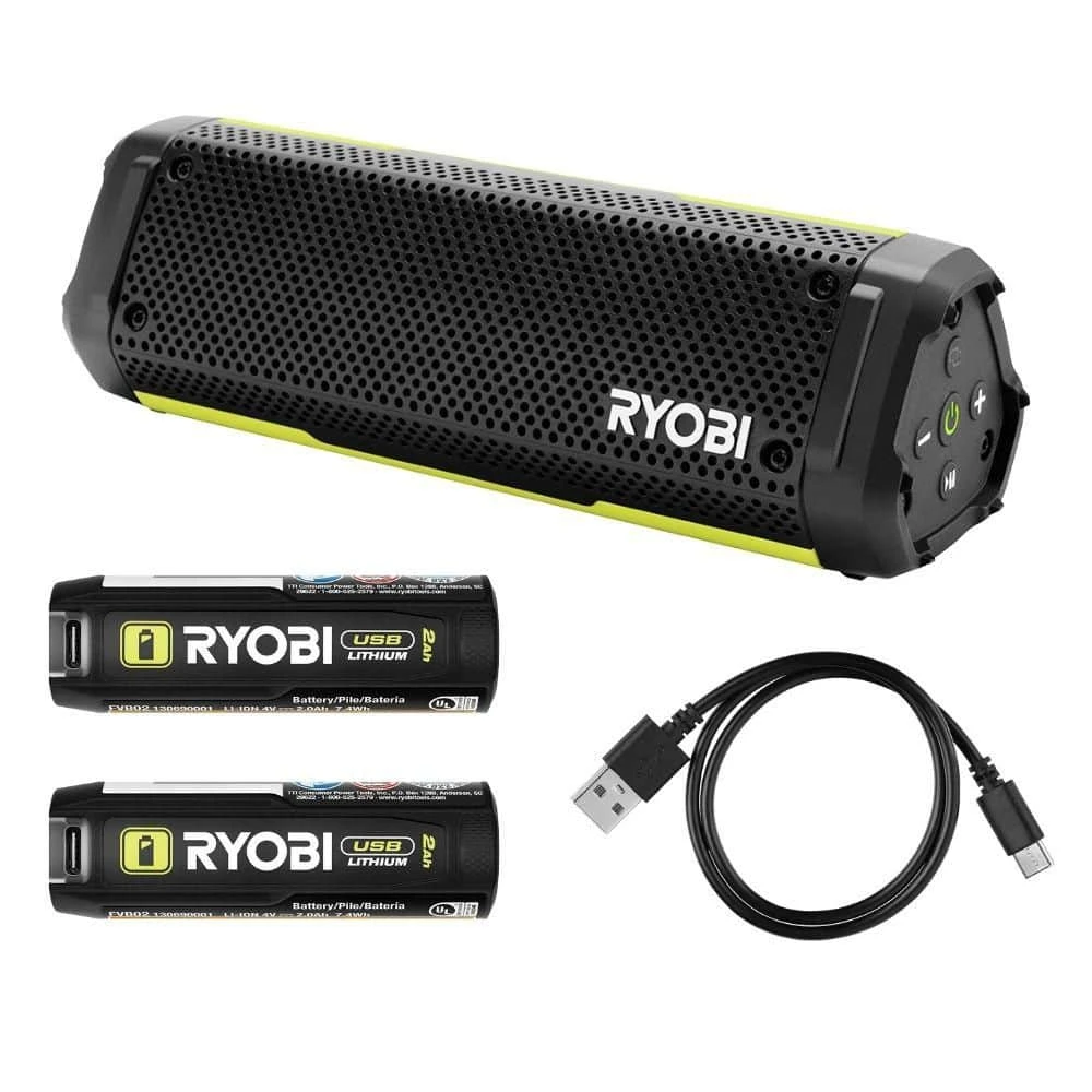 Ryobi USB Lithium Cordless Bluetooth Charging Speaker Kit W/ 2.0 Ah Battery, Charging Cable, & FREE USB Lithium 2.0 Ah Battery 1 Ryobi USB Lithium Cordless Bluetooth Charging Speaker Kit W/ 2.0 Ah Battery, Charging Cable, & FREE USB Lithium 2.0 Ah Battery
