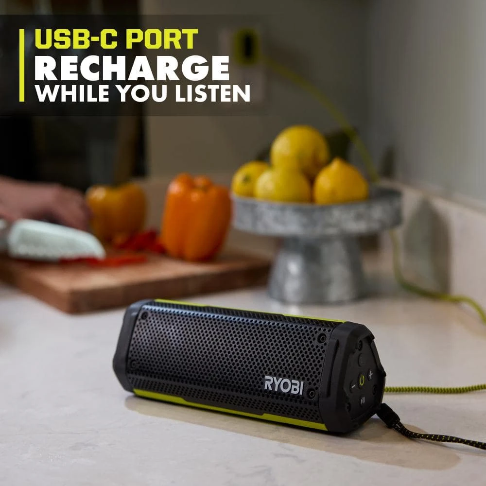 Ryobi USB Lithium Cordless Bluetooth Charging Speaker Kit W/ 2.0 Ah Battery, Charging Cable, & FREE USB Lithium 2.0 Ah Battery 8 Ryobi USB Lithium Cordless Bluetooth Charging Speaker Kit W/ 2.0 Ah Battery, Charging Cable, & FREE USB Lithium 2.0 Ah Battery - Image 8