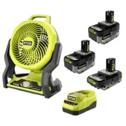 Ryobi ONE+ 18V HIGH PERFORMANCE Kit W/ (2) 4.0 Ah Batteries, 2.0 Ah Battery, Charger, & ONE+ 18V Hybrid 7-1/2 In. Fan