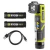 Ryobi USB Lithium Pivoting 625 Lumens Head Light Kit With 2.0 Ah Battery, Charging Cable, And USB Lithium 2.0 Ah Battery