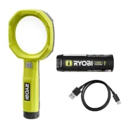Ryobi USB Lithium Cordless 200 Lumens Magnifying Light Kit With 2.0 Ah Battery And USB Charging Cable