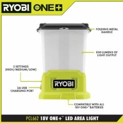 Ryobi ONE+ 18V Cordless LED Area Light With USB (Tool Only) -Ryobi Store ryobi jobsite lighting pcl662b 40 1000