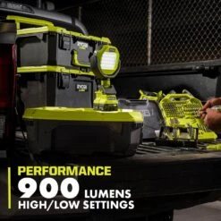 Ryobi ONE+ 18V Cordless LED Clamp Light Kit With 1.5 Ah Battery And Charger -Ryobi Store ryobi jobsite lighting pcl663k1n 66 1000