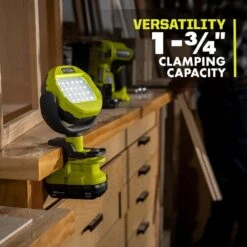 Ryobi ONE+ 18V Cordless LED Clamp Light Kit With 1.5 Ah Battery And Charger -Ryobi Store ryobi jobsite lighting pcl663k1n a0 1000