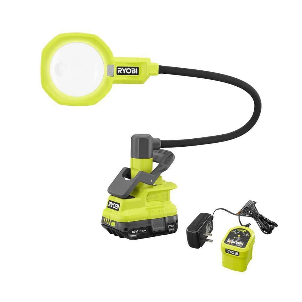 Ryobi ONE+ 18V Cordless LED Magnifying Clamp Light Kit With 1.5 Ah Battery And Charger 1 Ryobi ONE+ 18V Cordless LED Magnifying Clamp Light Kit With 1.5 Ah Battery And Charger