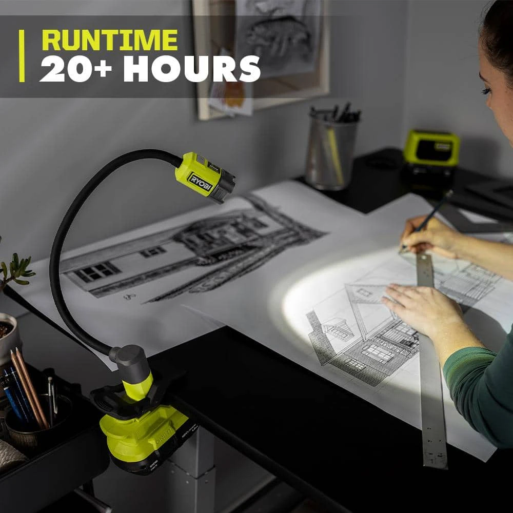 Ryobi ONE+ 18V Cordless Flexible LED Clamp Light Kit With 1.5 Ah Battery And Charger 6 Ryobi ONE+ 18V Cordless Flexible LED Clamp Light Kit With 1.5 Ah Battery And Charger - Image 6